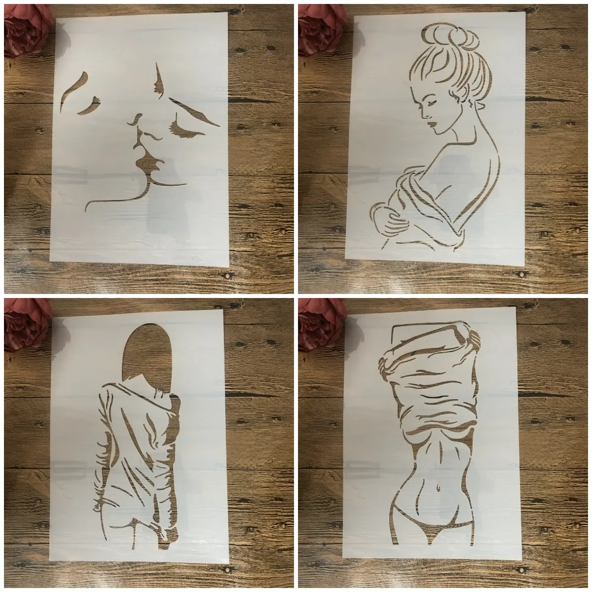 4 sztuk A4 29cm seksowna dziewczyna miłośników pocałunek DIY nakładania warstw szablony malowanie ścian księga gości kolorowanie tłoczenie Album dekoracyjny szablon