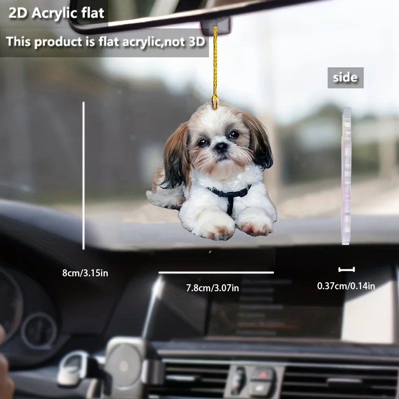 Shh tzuアクリルドッグカーアクセサリー、車内、装飾、キーホルダー、バックパックペンダント、2dの鮮やかなデザイン