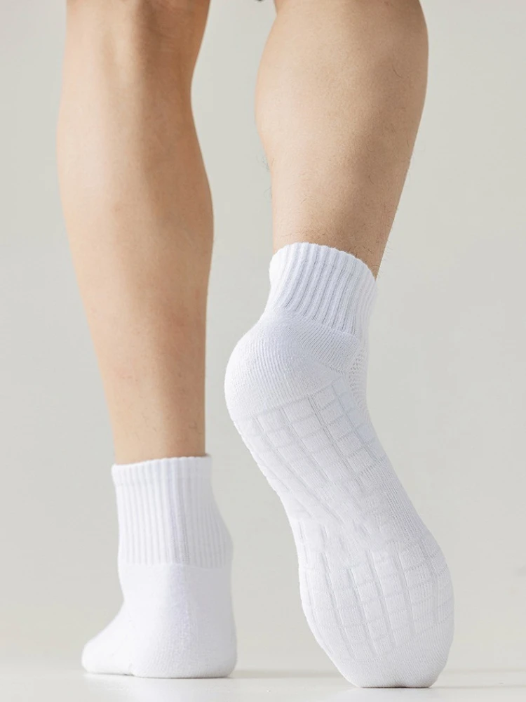 1pairs Socks Men's cotton deodorant winter towel bottom with velvet mid-tube white stockings thickened sports basketball socks