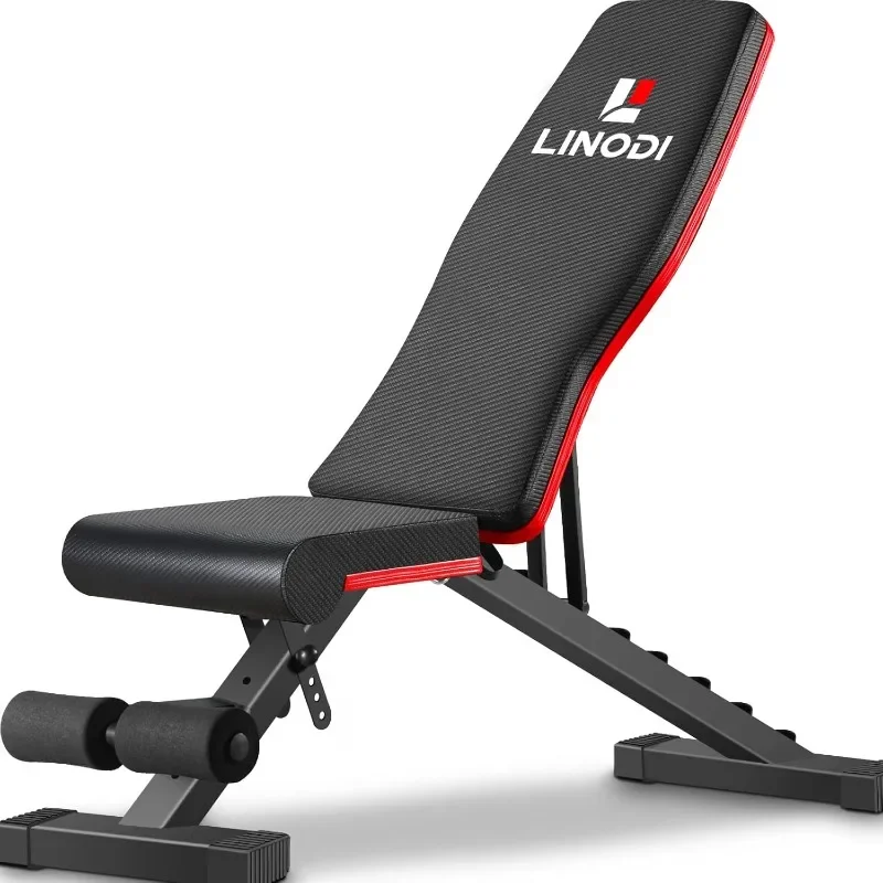 

LINODI Weight Bench Adjustable Strength Training Benches Full Body Workout Multi-Purpose Foldable Incline Decline Home Gym Bench