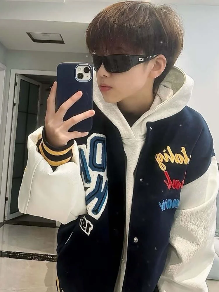 

2025 New American Retro Letter Embroidery Baseball Jaet Loose Couples Autumn Winter Cotton Polyester Men Women Outerwear