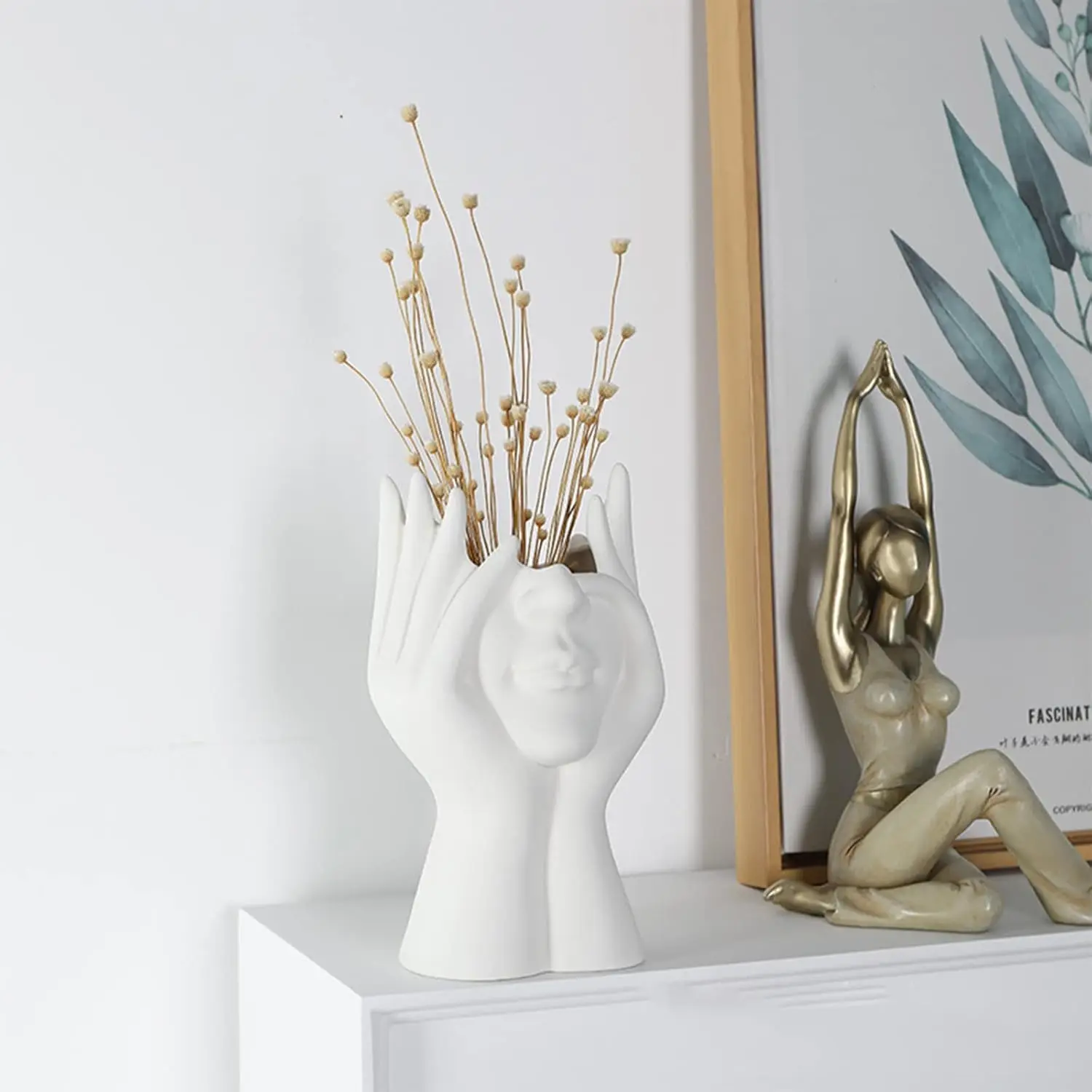 مزهرية وجه بيضاء مزهرية فريدة لديكور المنزل #4