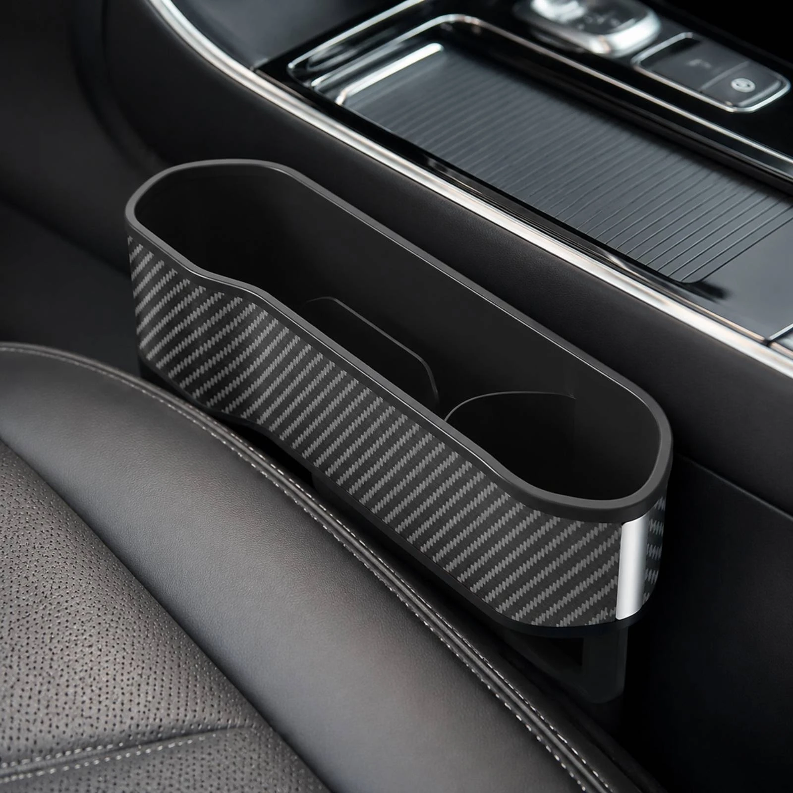 Seat Crevice Filler Long-Lasting Seat-Crevice Car Storage Box with Internal Dividers Console Side Pocket Organizer Universal Fit