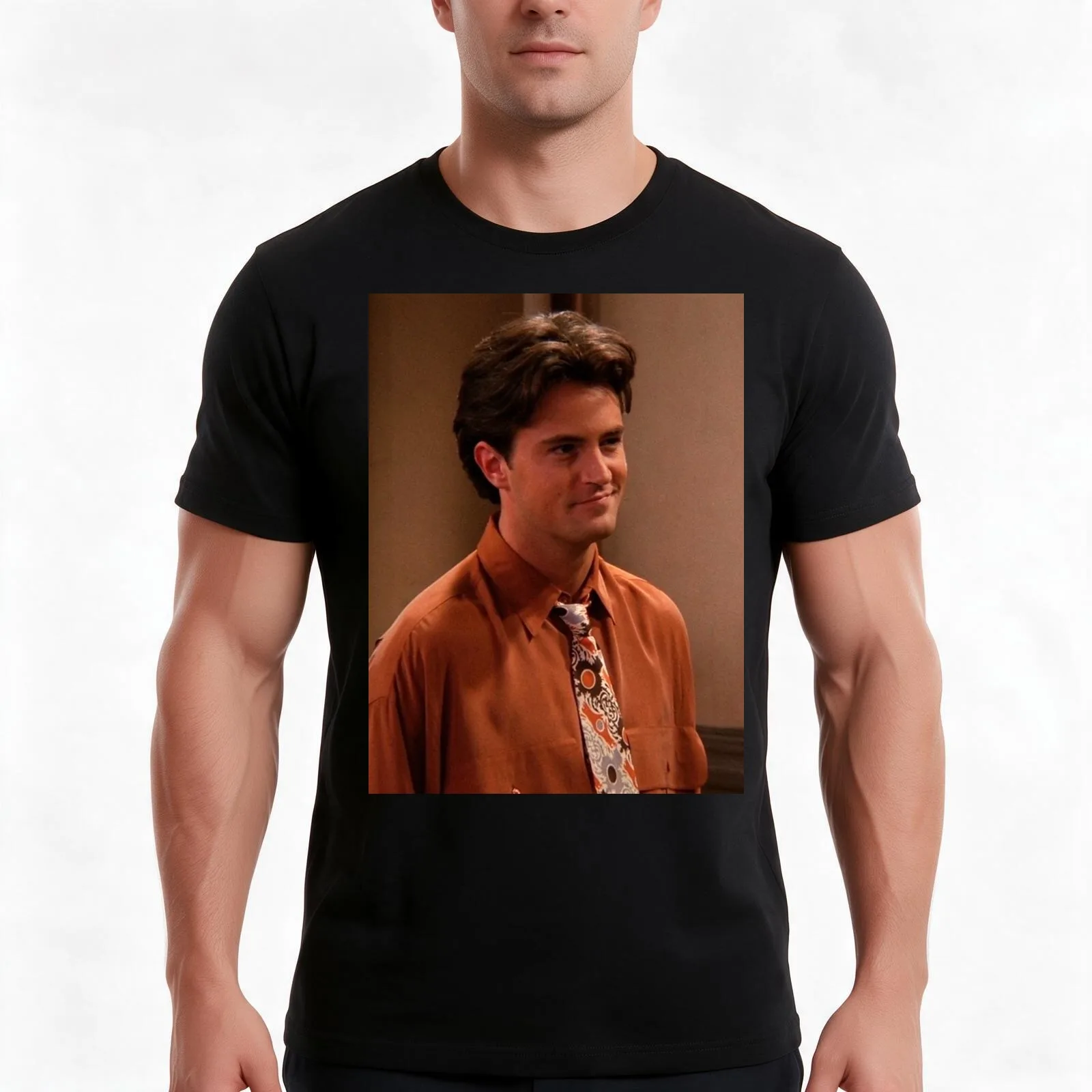 Matthew Perry T-Shirt, Summer Casual Cotton Tee, Oversized Streetwear Tops, Vintage Graphic Print, Loose Fit Short Sleeve