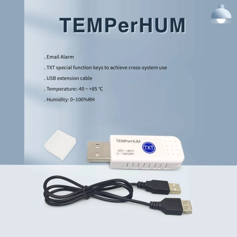 USB Temperature Data Logger Reusable Recorders Thermometers High Accuracy with Email Alarm Data Storage for Warehouse