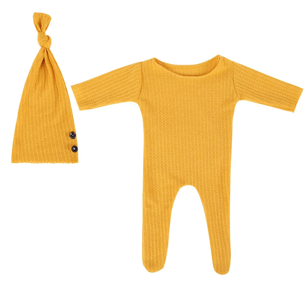 2Pcs Newborn Baby Photo Suit Soft Comfortable Knitted Jumpsuit Baby Photography Clothes Warm Decorative Knitted Jumpsuit
