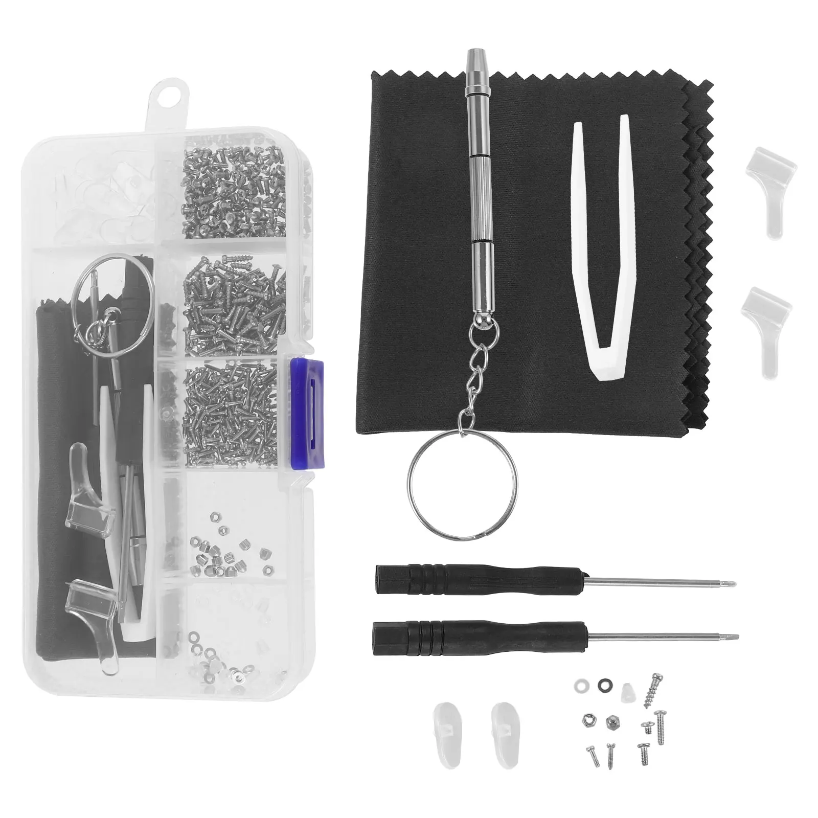 

1 set Comprehensive Eyeglass Repair Kit Nose Pads Screwdriver Tools Set Non Holder Easy Carry Storage Glasses Repair Kit Travel