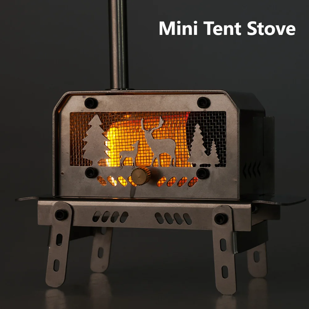 WELLHIKE Firewood Stove Mini Tent Stove with Chimney Charcoal Stove Stainless Steel Aromatherapy Holder for Outdoor Cooking BBQ