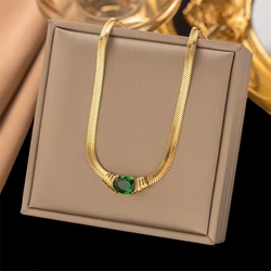 316L Stainless Steel New Fashion Fine Jewelry Embed Large Zircon Charm Snake Bones Chain Choker Necklaces Bracelets For Women