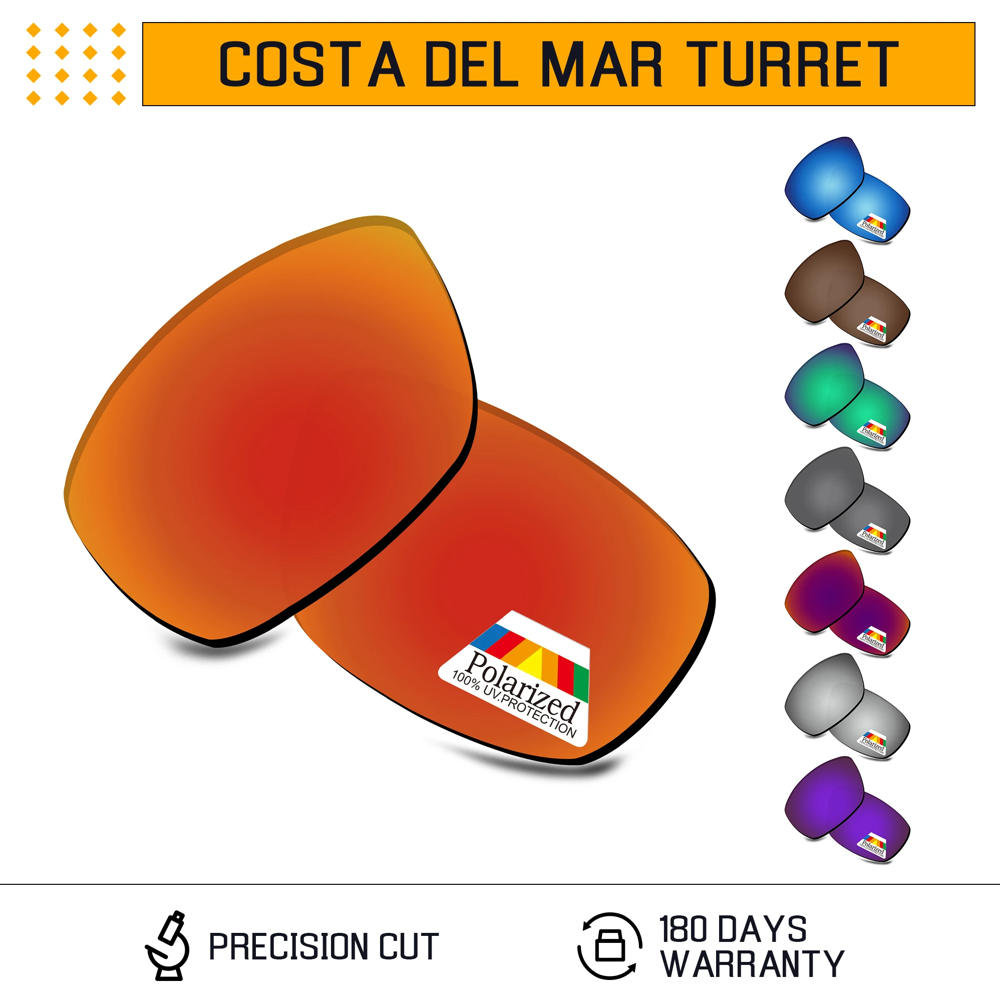 Lentes de substituição polarizadas Bwake Óculos de sol Frame Lentes de substituição Costa Del Sol Turret 6S6009