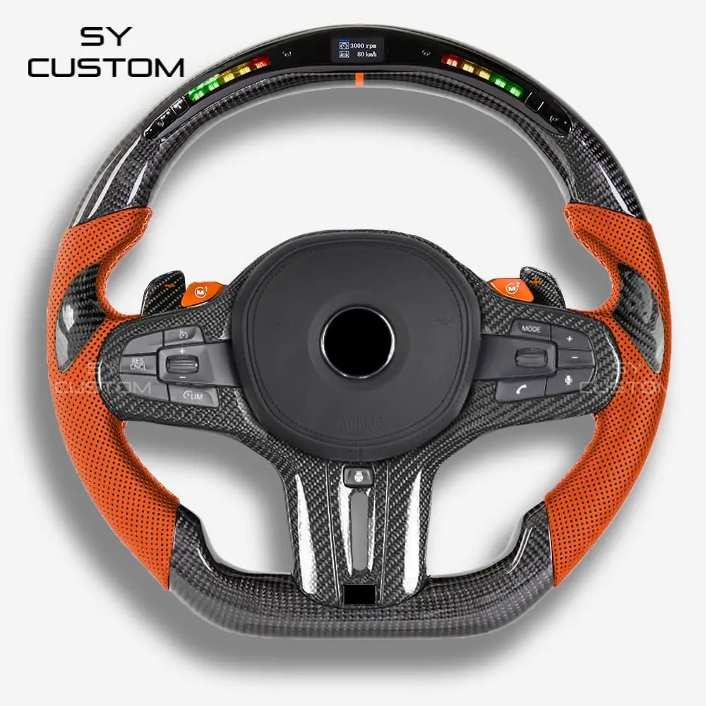 Led Carbon Fiber Steering Wheel Customized For BMW ALL G SERIES & G80, G82, M3, & M4 CUSTOM CARBON FIBER STEERING WHEEL