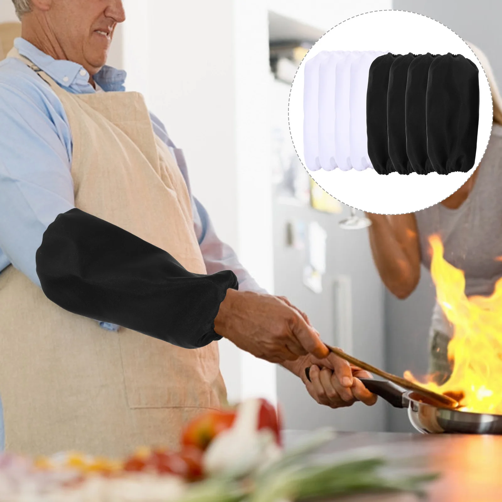 

4Pairs Durable Waterproof Arm Oversleeves Elastic Protective Covers for Cooking Cleaning Gardening Household Work Oil Proof