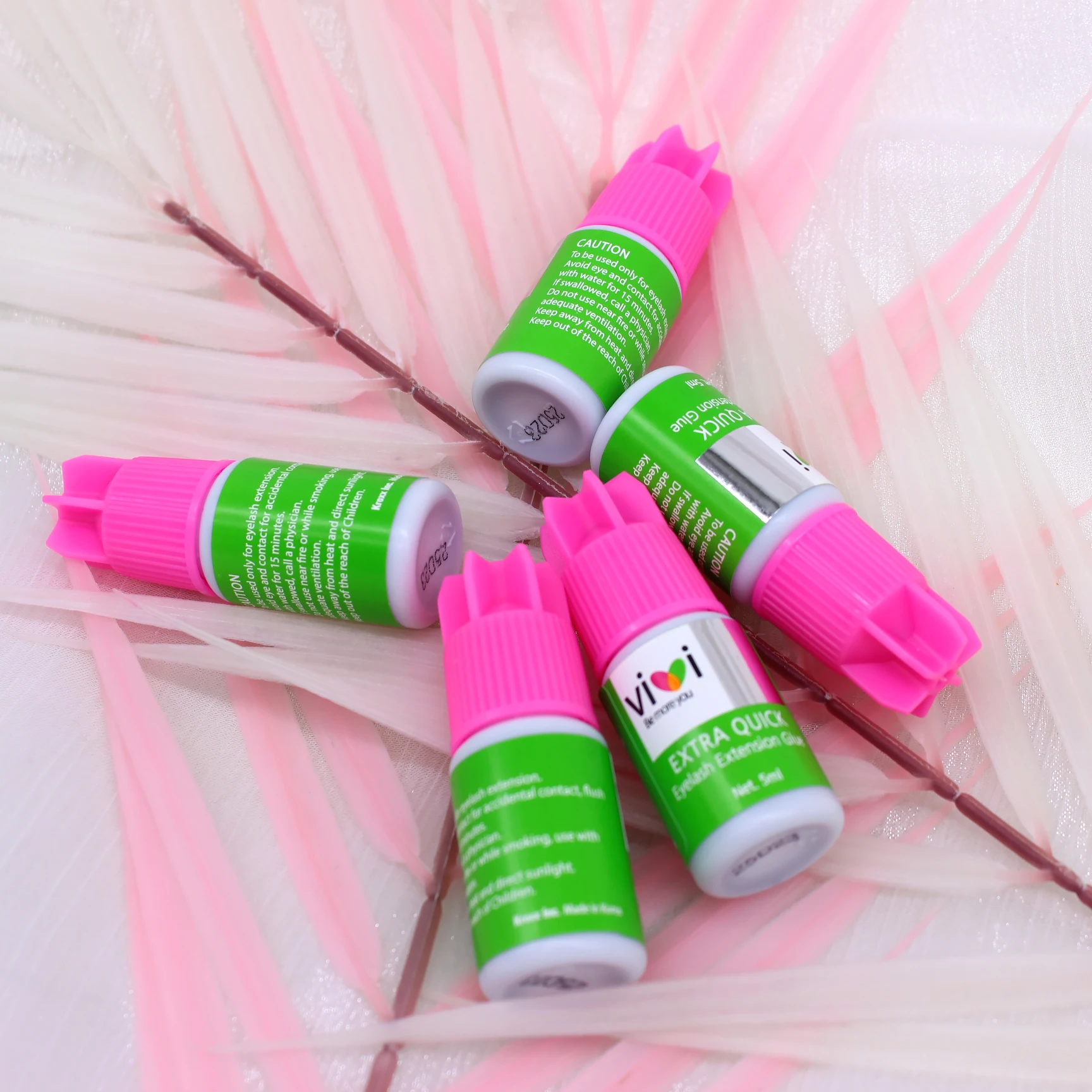 1 botella de pegamento VIVI Original de Corea para extensiones de pestañas, suministros de 5ml, herramientas de maquillaje, EXTRA RÁPIDO, 5ml, tapa rosa 1-2s de secado rápido