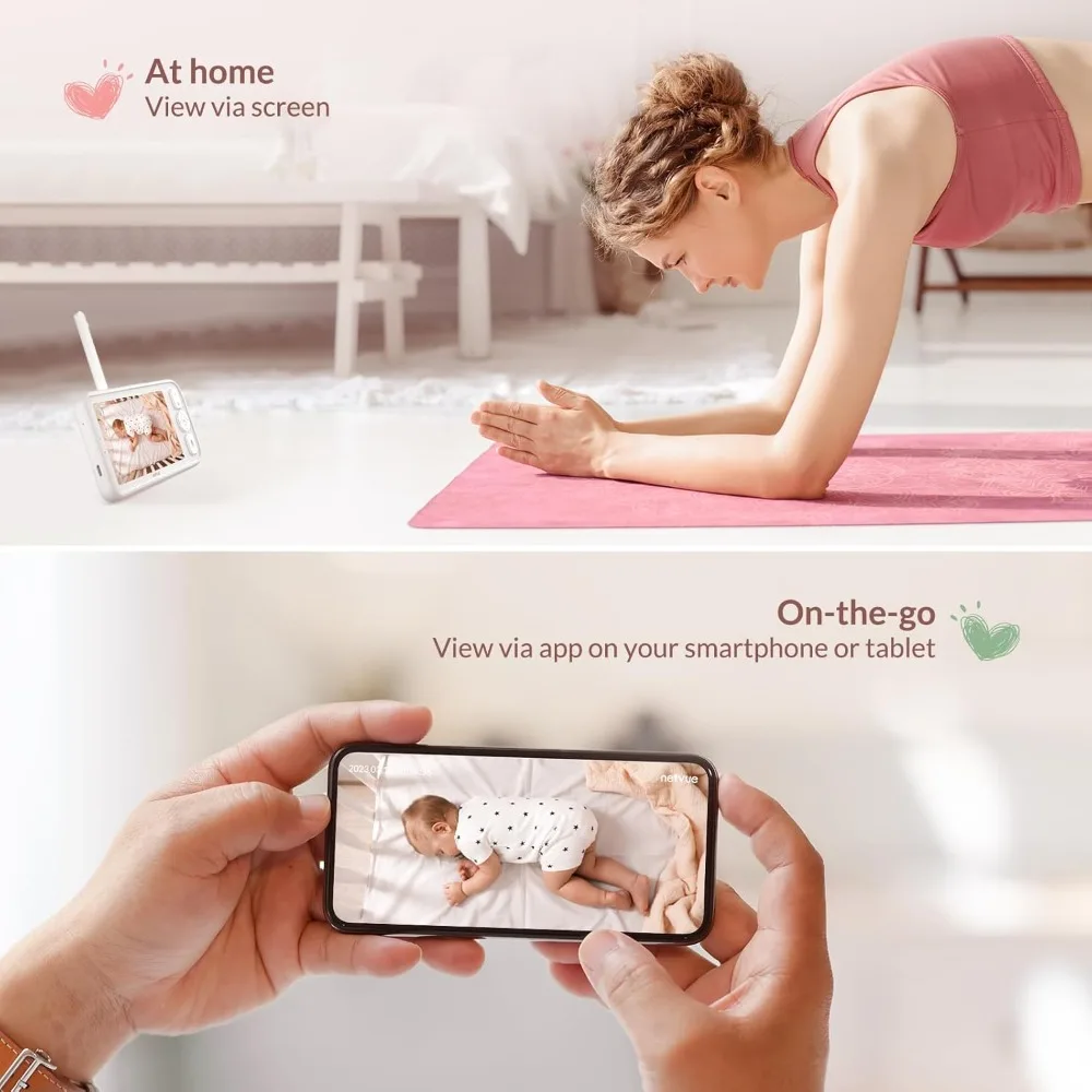 Upgraded Baby Camera Monitor Video - 5000mAh Baby Monitor with Camera and Audio, 5" Display, 4 in 1 Bracket Meets The Needs in