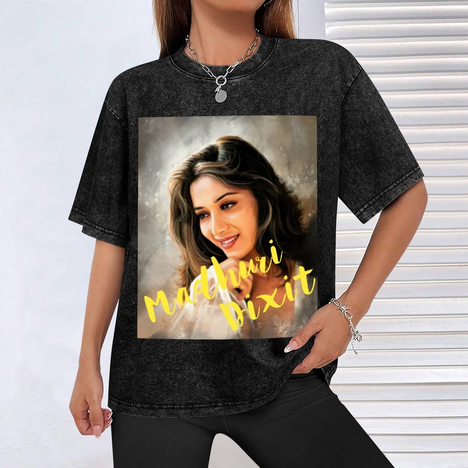 Madhuri Dixit اللوحة تي شيرت فاخر مصمم الفراغات كبيرة الحجم تي شيرت رجل فضفاض قمصان رجالي مصمم تي شيرت
