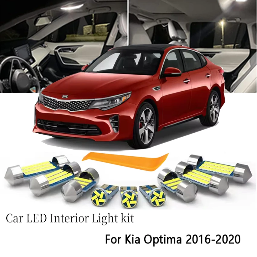 11Pcs For Kia Optima K5 2016 2017 2018 2019 2020 LED Interior Light Bulb Kit Map Dome Trunk License Plate Lamp Car LED Bulb