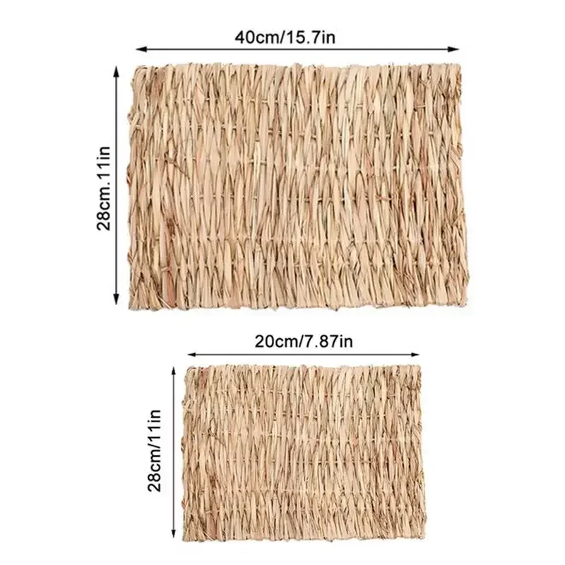 토끼 토끼 잔디 매트, 작은 동물 직조 건초 매트, 천연 빨대 침구 휴식 케이지 매트, 기니피그 친칠라 햄스터 쥐용