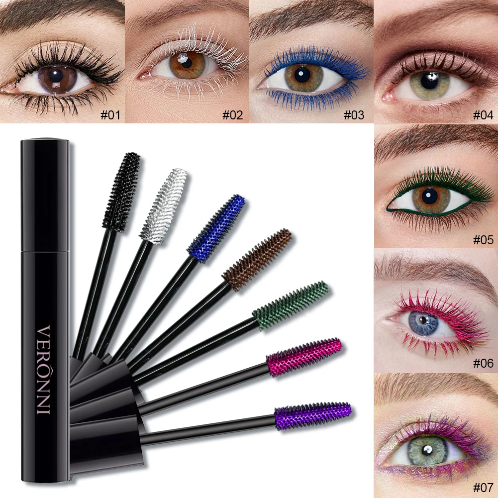 Ombre à barrage allongée noire colorée pour les yeux, maquillage des yeux, durable, imperméable, anti-taches, naturel, impeccable, 7 couleurs