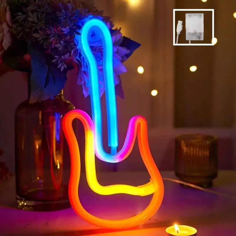 LED Guitar Musical Neon Light Festival Atmosphere Decoration Neon Lamp Glowing For KTV Bar Party Bedroom Wall Decor Adult Gift