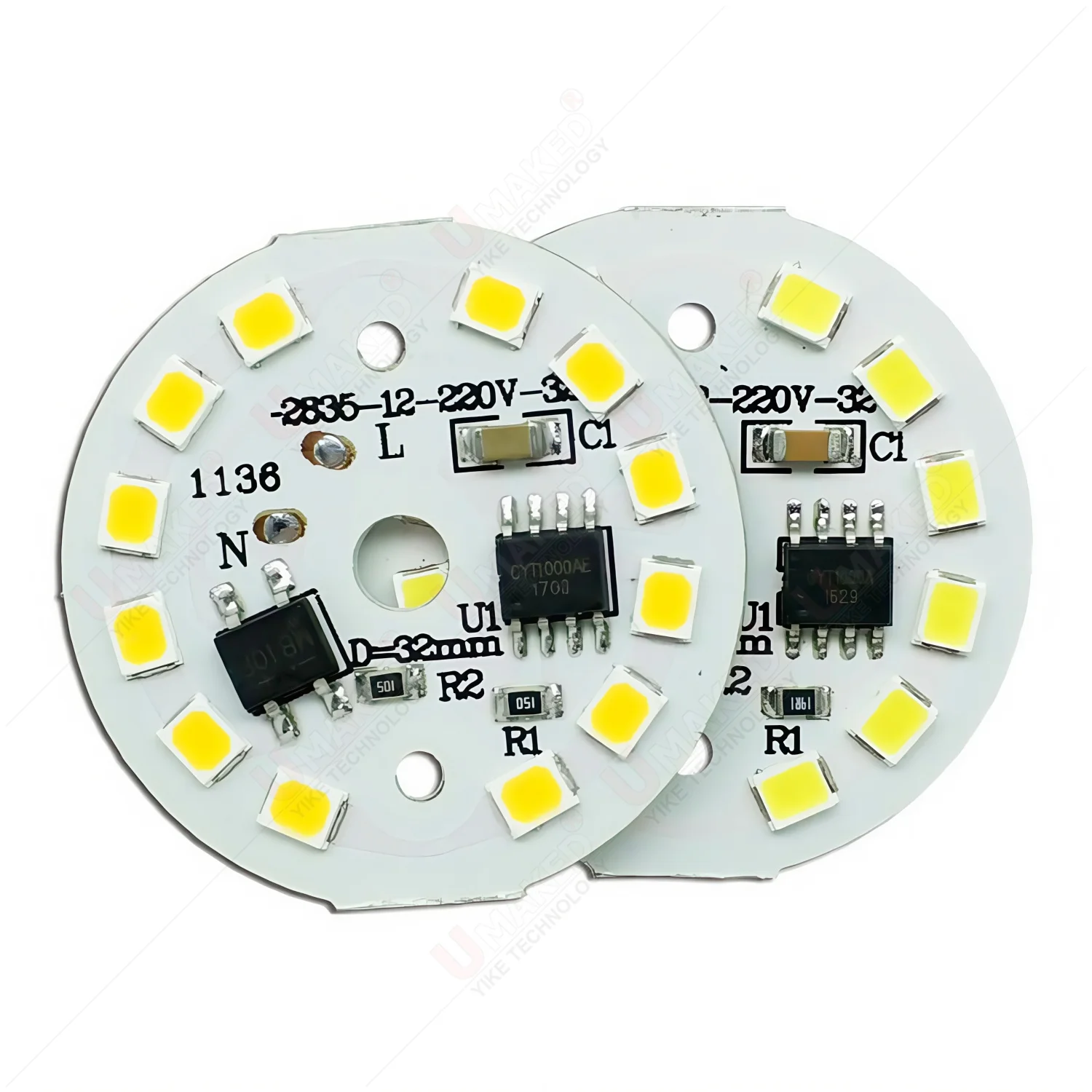 10pcs 6W 32mm AC220V LED PCB SMD2835 Integrated IC Driver, LED Smart IC SMD LED Light Source for LED Bulb Downlight Spotlight