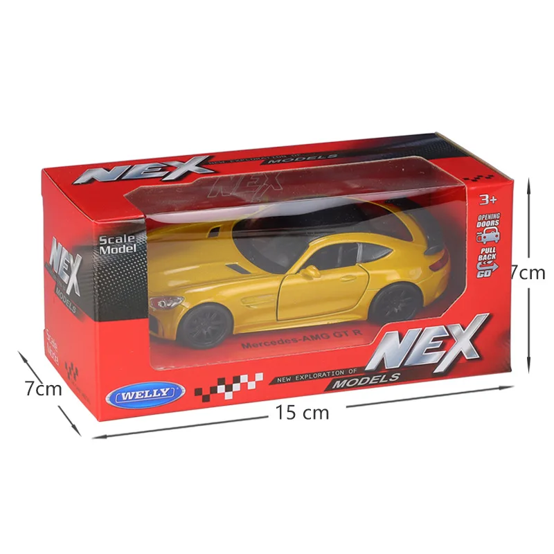 1/36 Mercedes-Benz AMG GTR Super Sport Toy Car Model WELLY Diecast Metal Vehicle Miniature Pull Back Collection Gift For Kid Boy