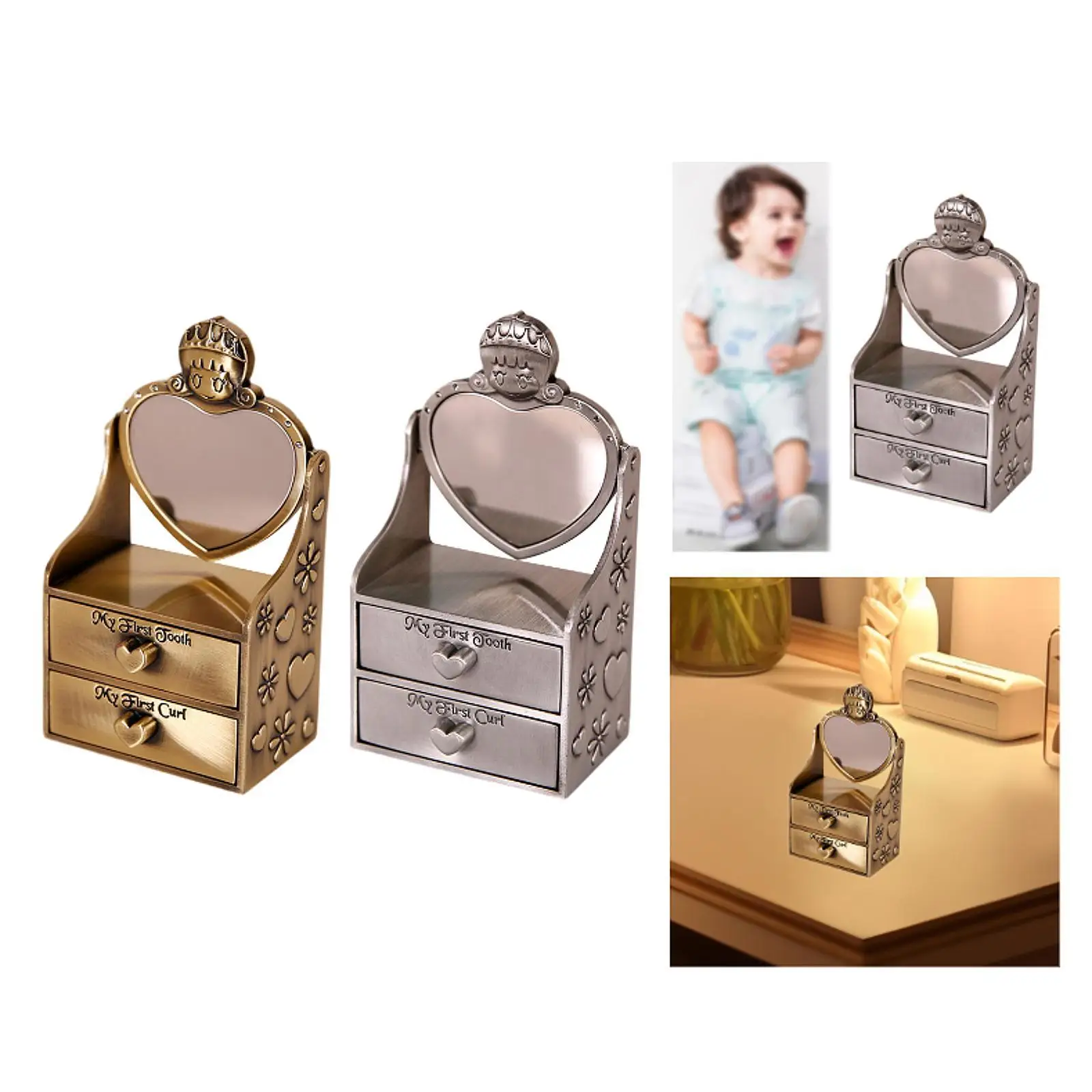 

Детская коробка на память с первым завитком, антикварный дизайн для новорожденных, органайзер для сбора зубов, чехол для сбора детских зубов, детский душ, подарок на крестины