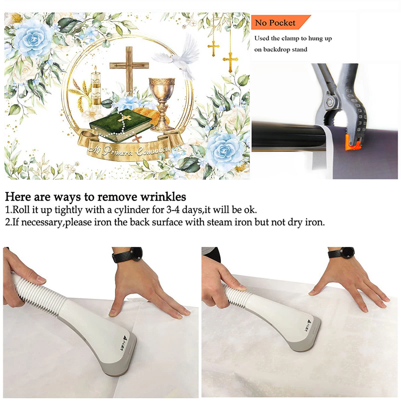 Fondo de fotografía de mi primera comunión para niños, telón de 6x4 pies, cáliz de crucifijo, brillo dorado, póster personalizado