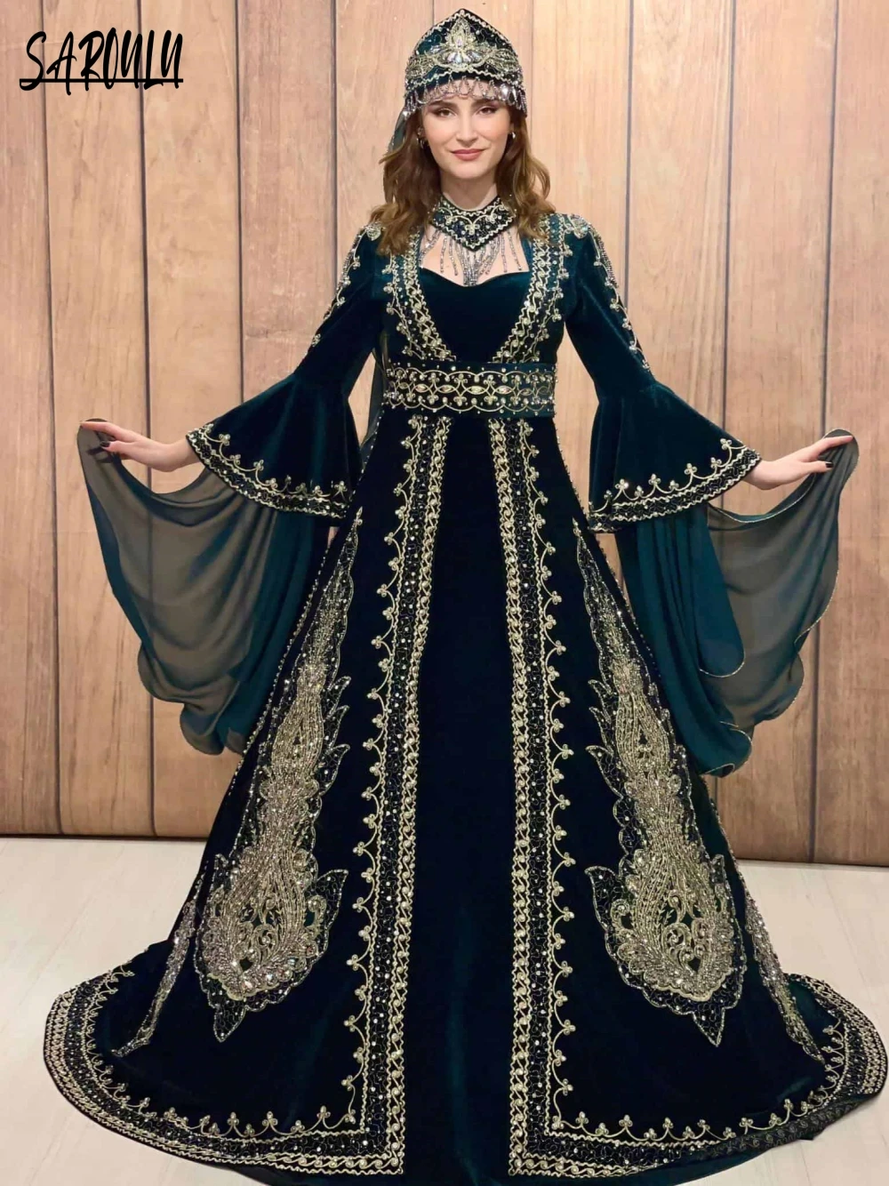 2024 Exquisite Caftan A-line Evening Dresses Luxury Party Kaftan Beading Crystals Dress Vintage Plus Size Gown Vestidos De Gala