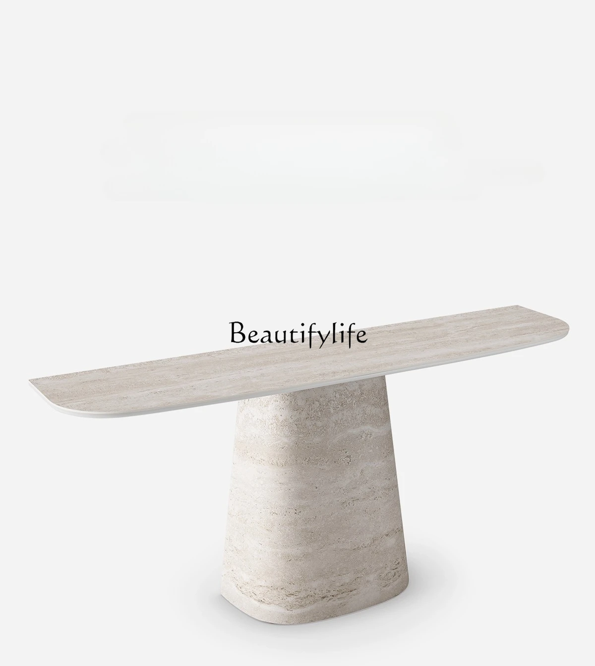 

Travertine rock slab entrance table designer corridor aisle entry simple high-end hot curved rock slab entrance platform