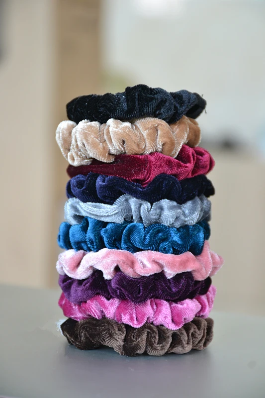 10pcs/pack Women Colorful Velvet Scrunchies Elastic Hair Bands Solid Color Hair Ties Ponytail Holder Accessories Fabric Leopard