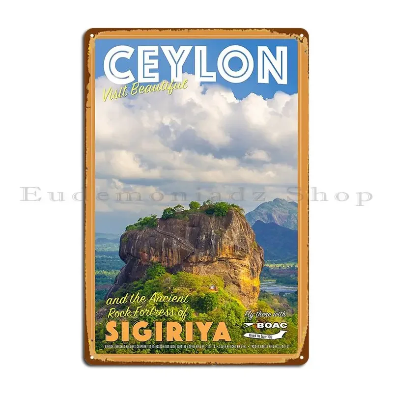 Vintage Ceylon Sri Lanka Travel Poster  Metal Plaque Wall Decor Personalized Tin Sign for Pub Man Cave Funny Retro Art