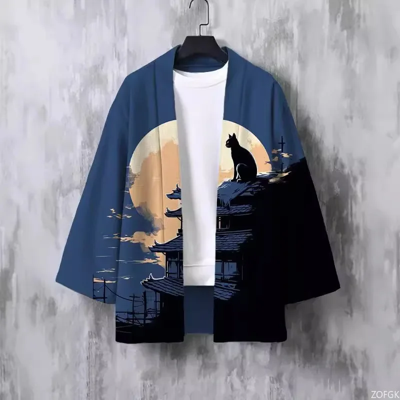 3D Digital Trend Kimono Cape Men's and Women's Cardigans Casual Bathrobes Outerwear Men's Clothing in Stock Ethnic Clothing