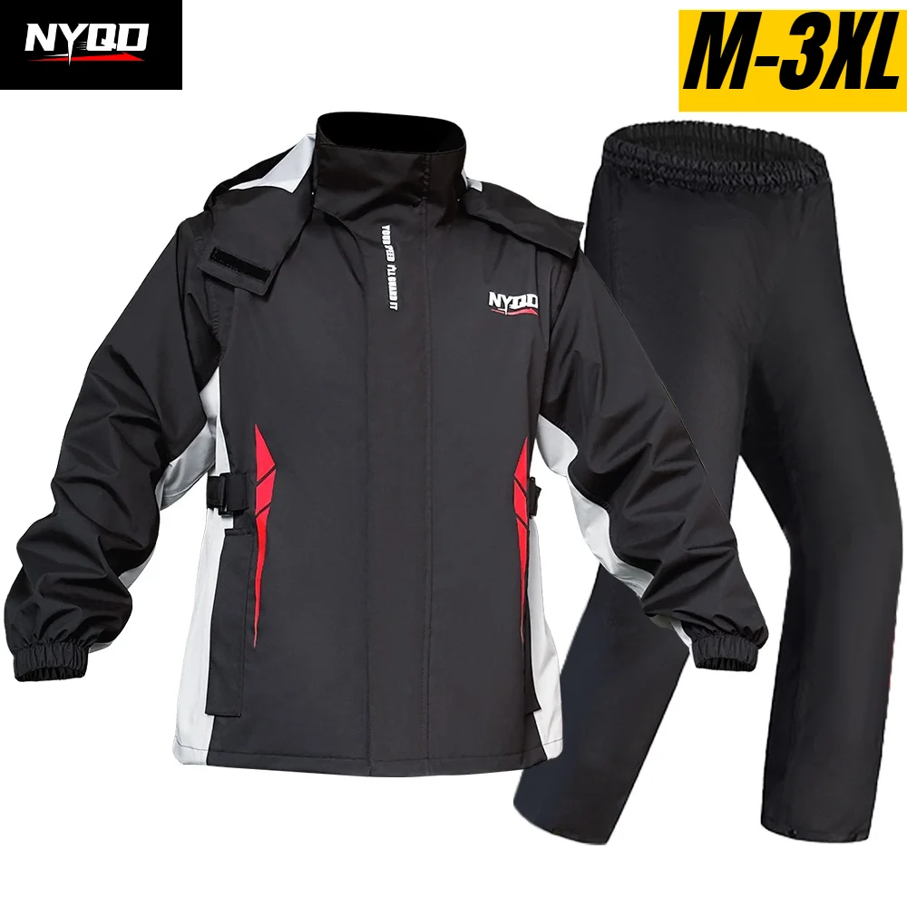 

Men Women Waterproof Motorcycle Rider Raincoat Suit Reflective Raincoat for Outdoor Riding Jacket Pants Set 3XL