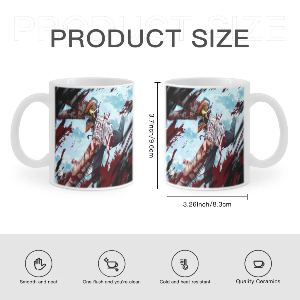 Chainsaw Man Anime Coffee Mug 11oz Fun Ceramic Coffee Tea Cocoa Cup Handle Tea Drink Cup