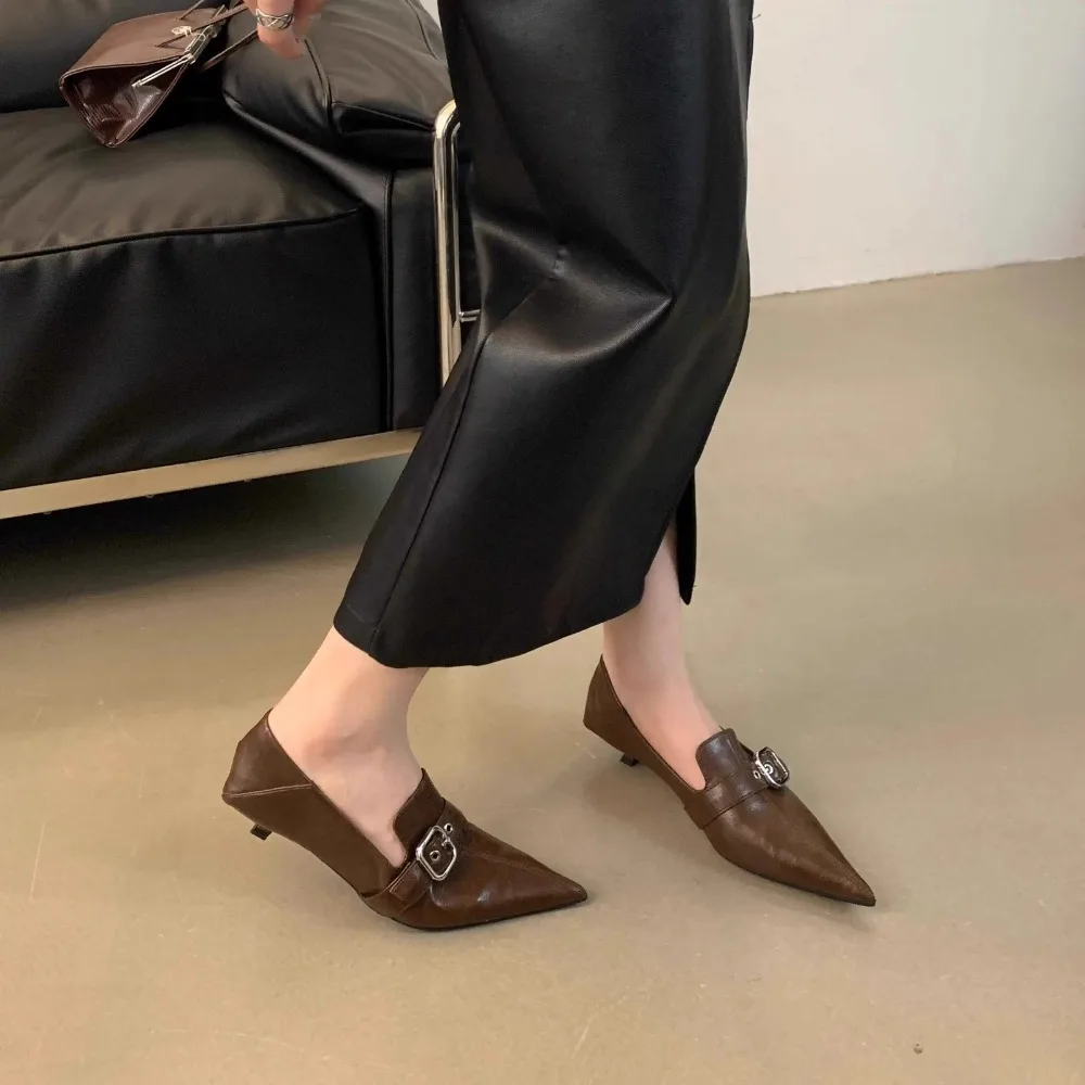 أحذية نسائية كلاسيكية بكعب عالٍ تناسب جميع الأعمار ذات علامة تجارية صنادل نسائية مدببة إسفين للتخسيس موضة المخرطة الأفريقية #2