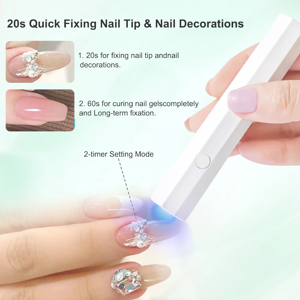 1pcs Timing Display Portable Handheld Mini Nail Lamp UV LED For Curing Gel Polish USB Chargeable Nail Dryer Machine Nail Tools