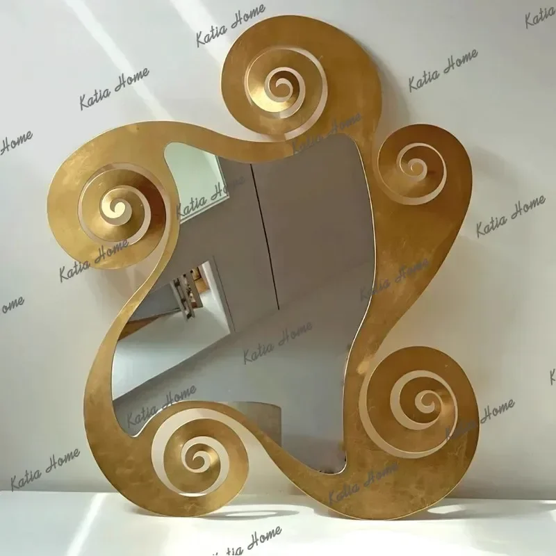 Light Luxury Hotel Corridor Artistic Decorative HD Mirror Sunflower Metal Irregular Frame Bathroom Wall-Mounted Dressing Mirror