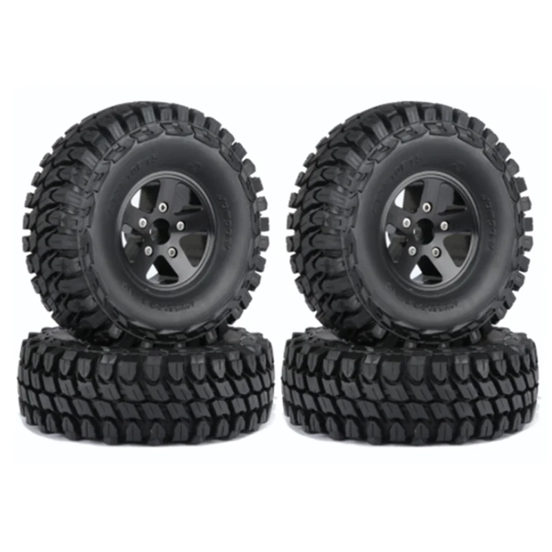 4Pcs 110mm Metal 1.9 Beadlock Wheel Rim Rubber Tire Set for 1/10 RC Crawler Car Axial SCX10 Traxxas TRX4 D90 Redcat,1