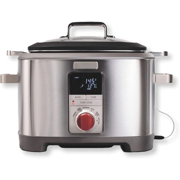 

Programmable 6-in-1 Multi Cooker with Temperature Probe, 7 qrt, Slow Cook, Rice, Sauté, Sear, Sous Vide, Stainless Steel