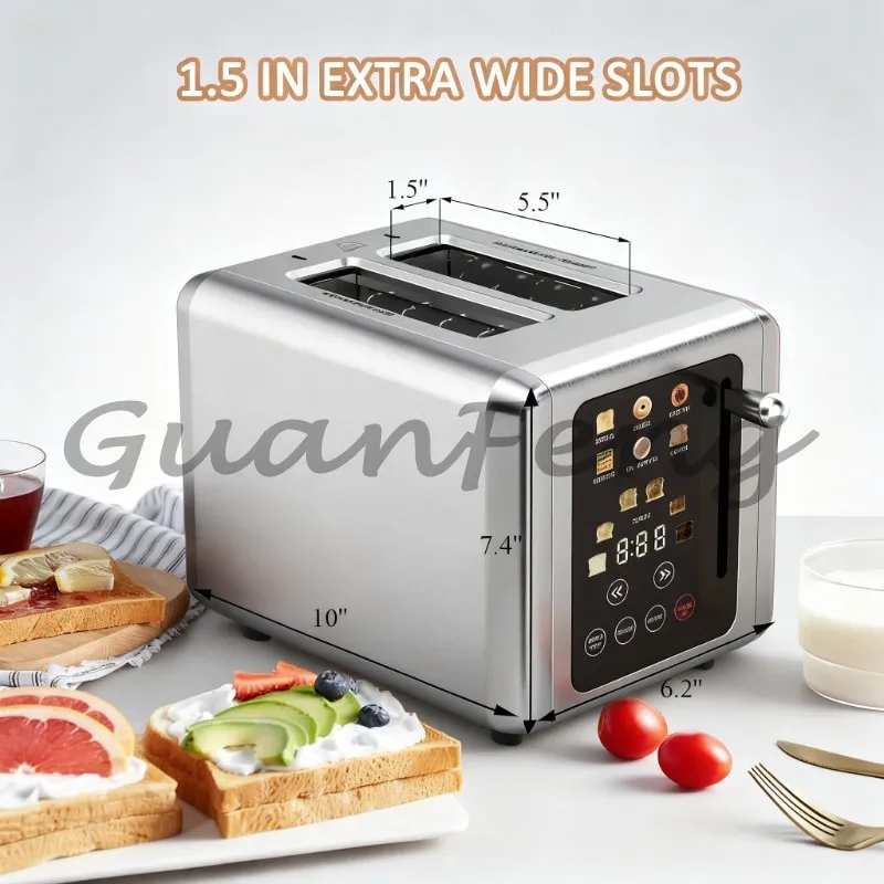 2-piece Smart Touchscreen Pop-up Toaster, Electric Kitchen Bread Maker, Multifunctional Sandwich Maker