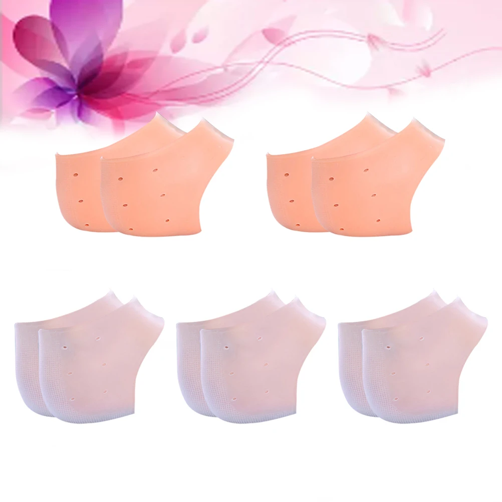 

5 Pairs Silicone Heel Cover Silica Protective Sleeve Crack Pedicure Cushion Sleeves