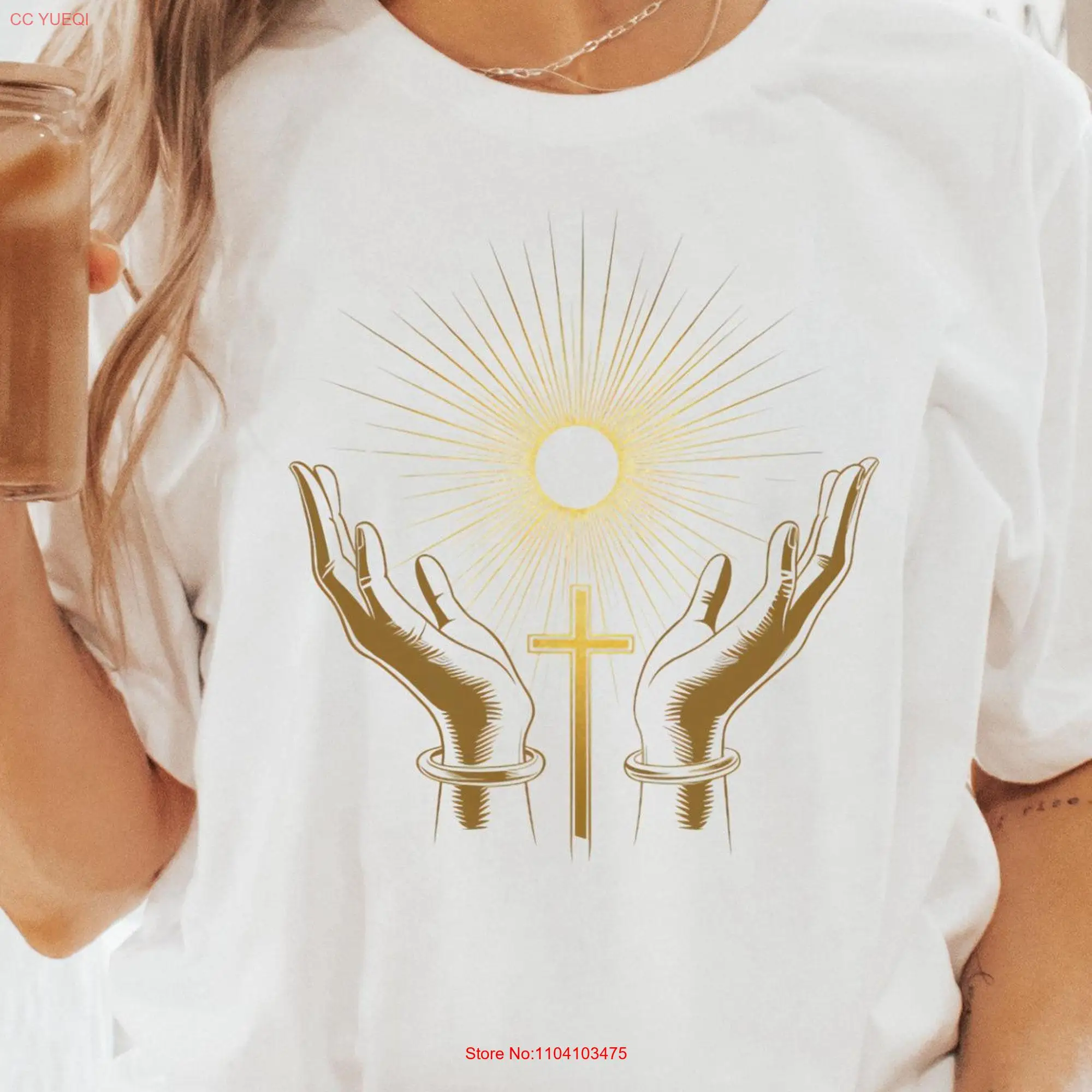 Christian Faith Hands Raised T Shirt Inspirational Religious Design Uplifting Jesus Cross Spiritual for Believers Apparel