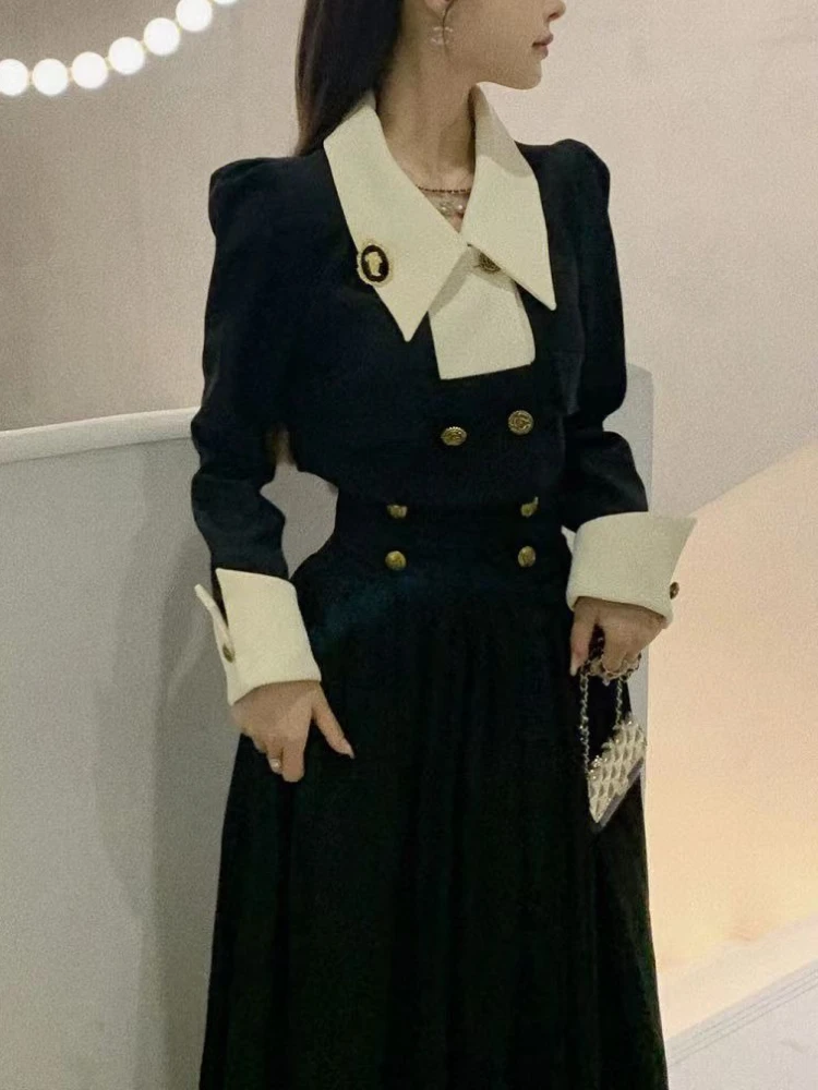 

Элегантный комплект из 2 предметов в стиле Франции, женский черный винтажный пиджак + бандажная юбка с высокой талией, модная офисная женская одежда, осень-зима