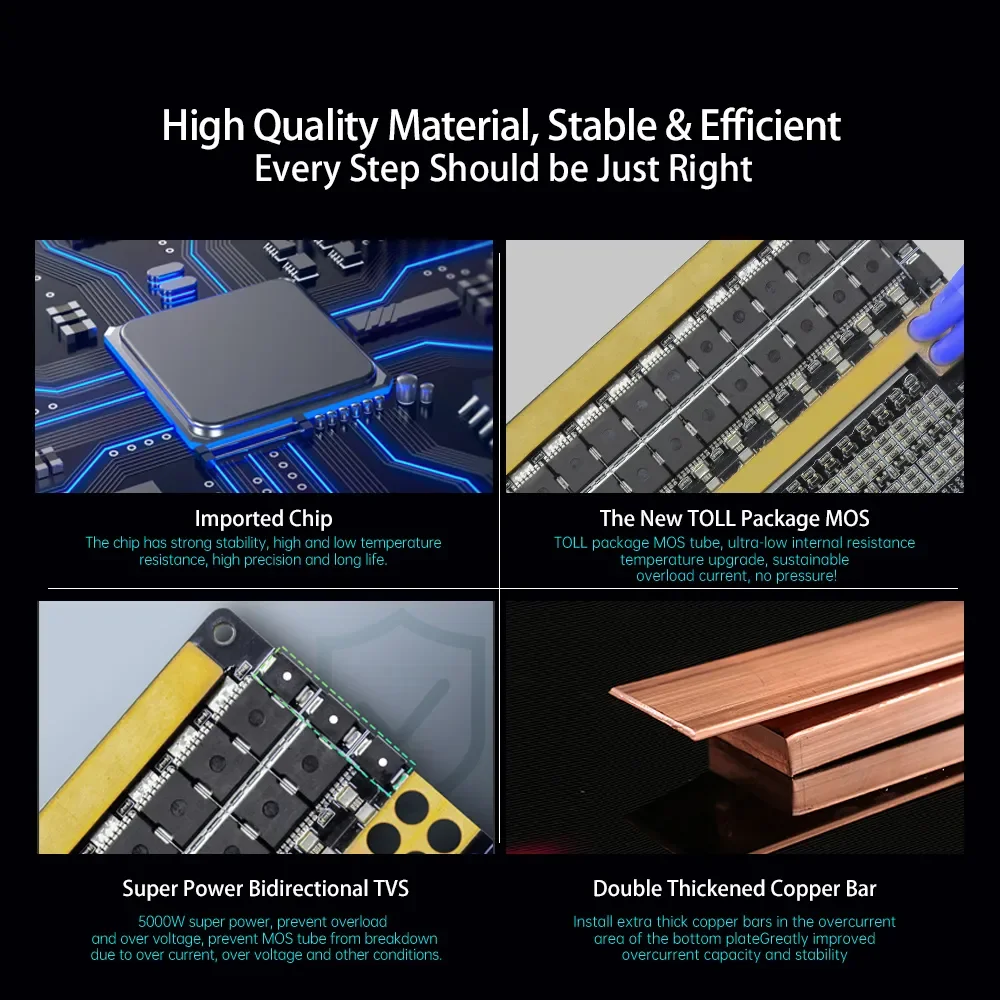 JBD الذكية BMS LiFePO4 ، 150A ، 200A ، 24V ، 36V ، 48V ، 60V ، 72V ، 8S ، 10S ، 11S ، 12S ، 13S ، 14S ، 15S ، 16S ، 17S ، 18S ، 19S ، 20 BT مدمج لـ UART ، S 21S