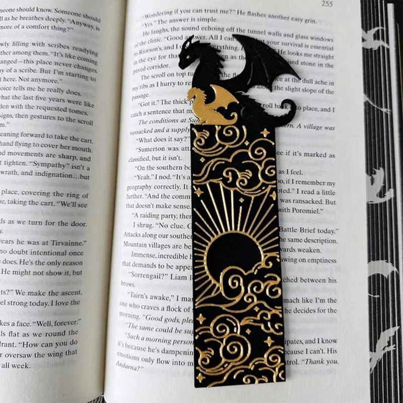 Dragon Bookmarks For Men, Book Accessories For Reading Lovers, Book Marks For Reading Black And Gold Dragons