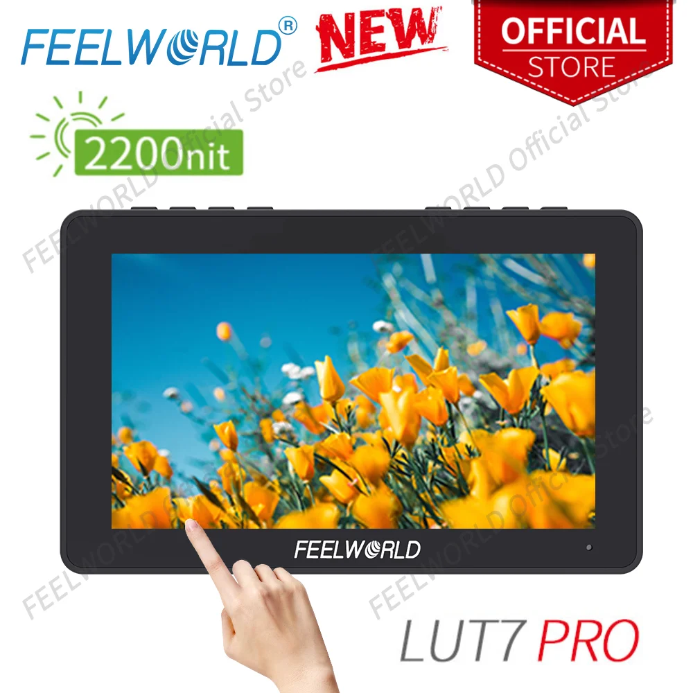 

FEELWORLD LUT7 PRO 7 Inch 2200nits 3DLUT Touch Screen DSLR Camera Field Director AC Monitor with F970 External Power Install Kit