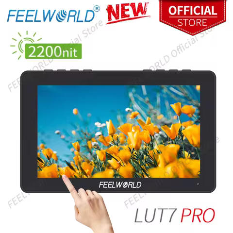 FEELWORLD-LUT7 PRO Touch Screen DSLR Camera, Field Director, AC Monitor with F970 External Power Install Kit, 7 ", 2200nits, 3DL