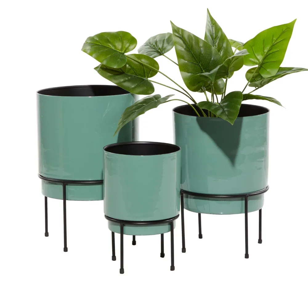 

Pots for Plants Free Shipping Garden Pots & Planters Indoor Outdoor Teal Metal Planter With Removable Black Stand (3 Count) Home