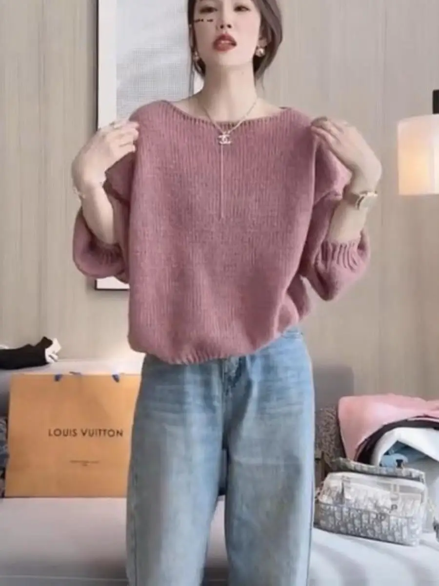 

Soft Cozy Lantern Knitted Sweater Women's Spring Thin Pure Color Versatile Gentle Knitwear Top Cleanfit Loose Style Inner Wear