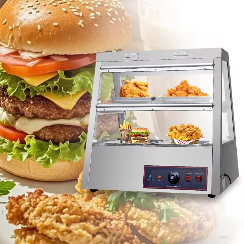

Energy Efficient Fried Chicken Stainless Steel Heated Display Double Layer Food Warm Display Showcase